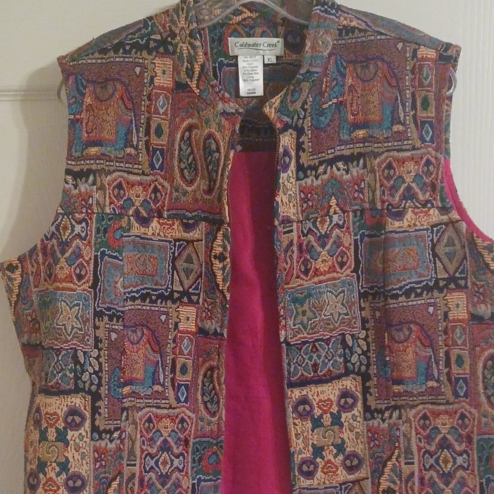 COLDWATER CREEK WOVEN TAPESTRY VEST